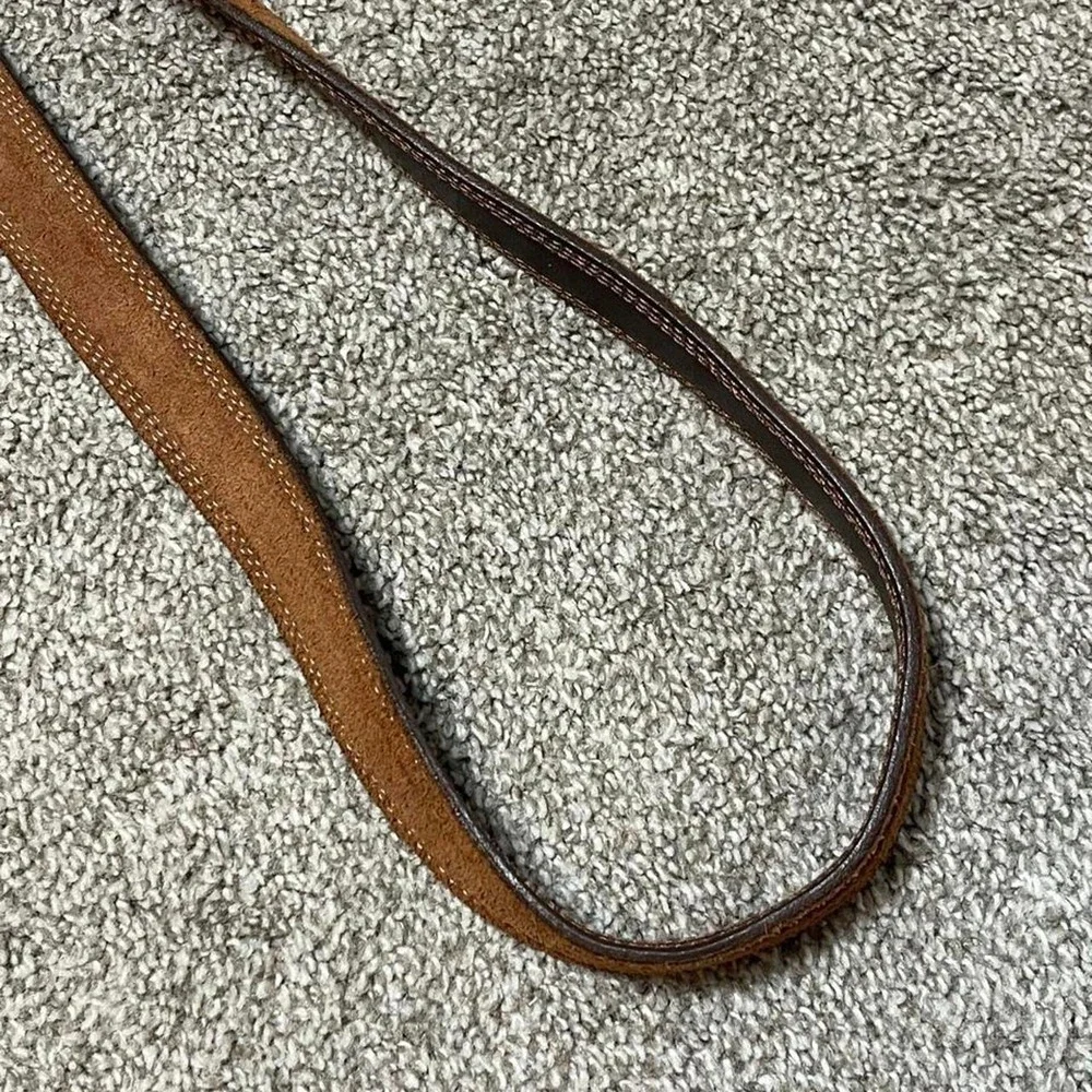 Brown suede belt with silver buckle